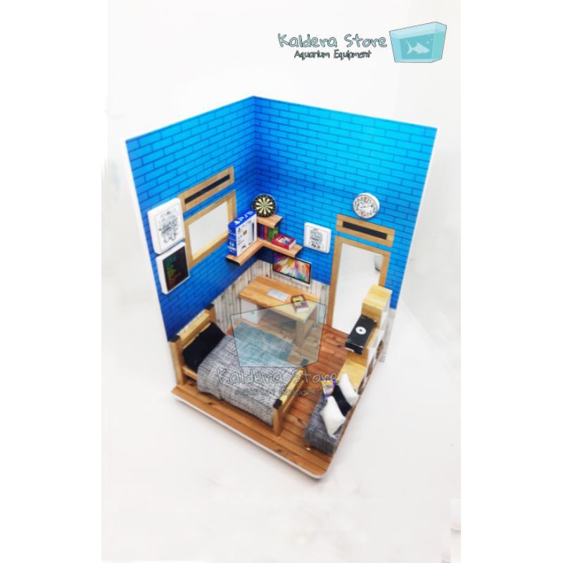 Aquarium Kamar Kost Ikan Cupang Tema Biru