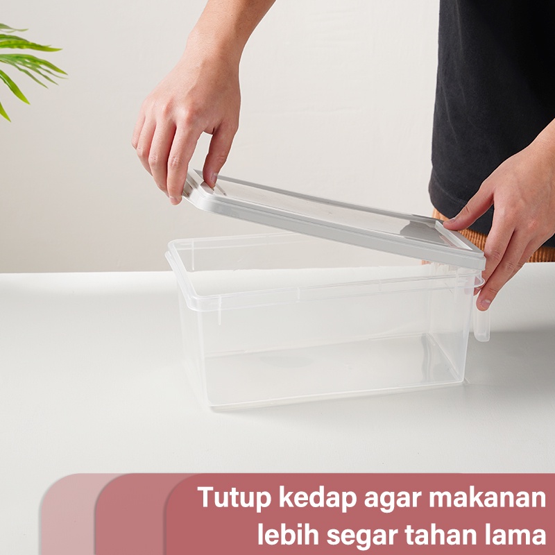 Letyeah &amp; Anantagt Kontainer Transparan Kotak Persegi Kulkas Food Grade Storage Box/Tempat Penyimpanan Makanan Sayur Buah