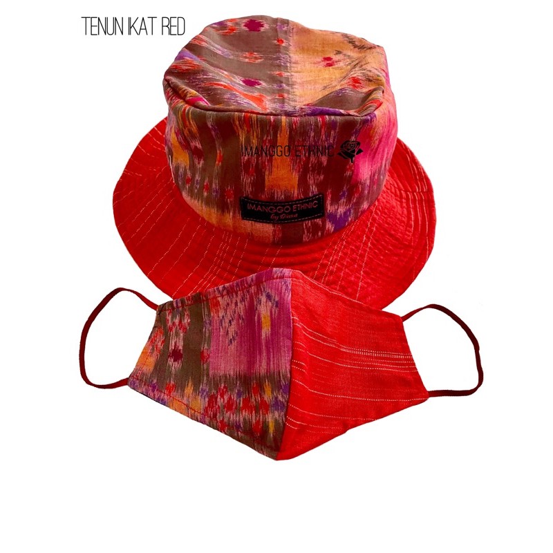 Topi bucket tenun lurik/ikat