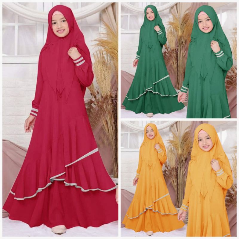 GAMIS SYAR'I MAXI LISA KID BAHAN WALLCREEP PREMIUM QUALITY