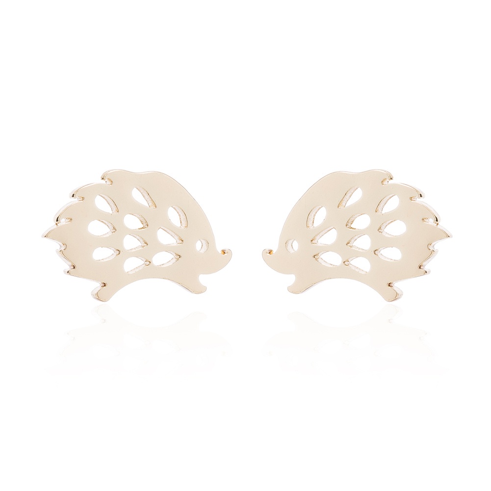 Anting Stud Desain Landak Hollow Bahan Stainless Steel Gaya Minimalis Untuk Wanita