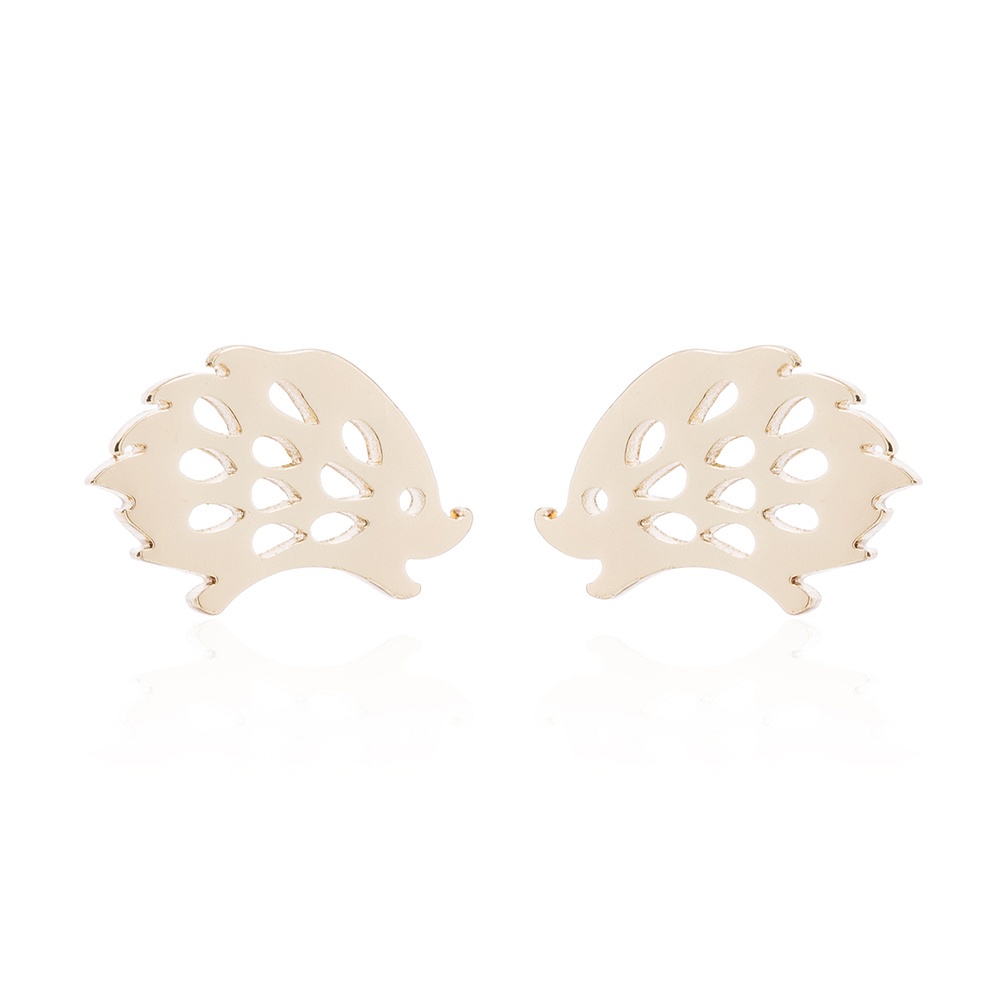 Anting Stud Desain Landak Hollow Bahan Stainless Steel Gaya Minimalis Untuk Wanita