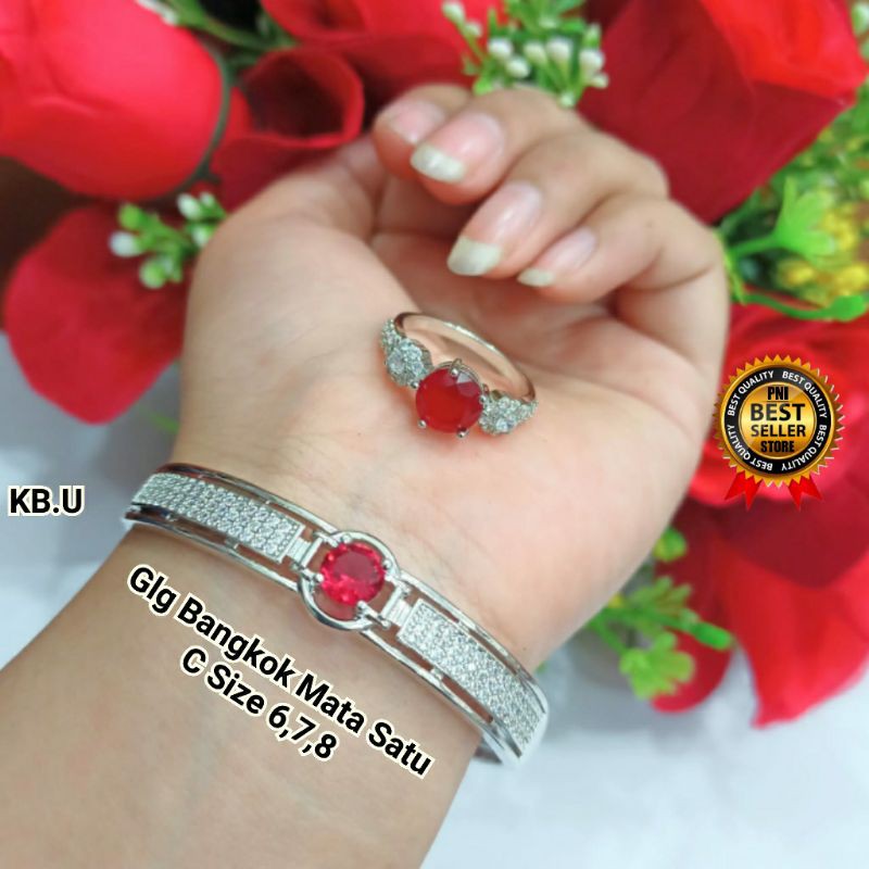 Gelang Bangkok Dewasa' free cincin Gold dan Silver mata satu mewah