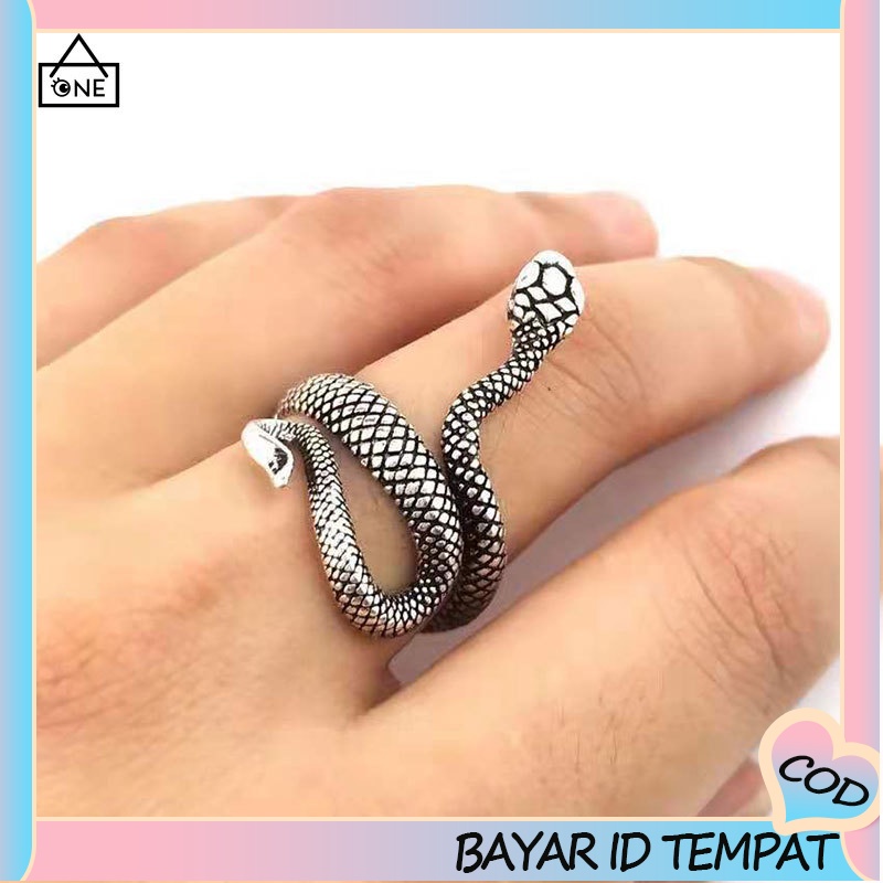 COD❤Cincin Unisex Desain Ular Punk Cincin Multilayer Keren yang Dapat Disesuaikan Hadiah A one