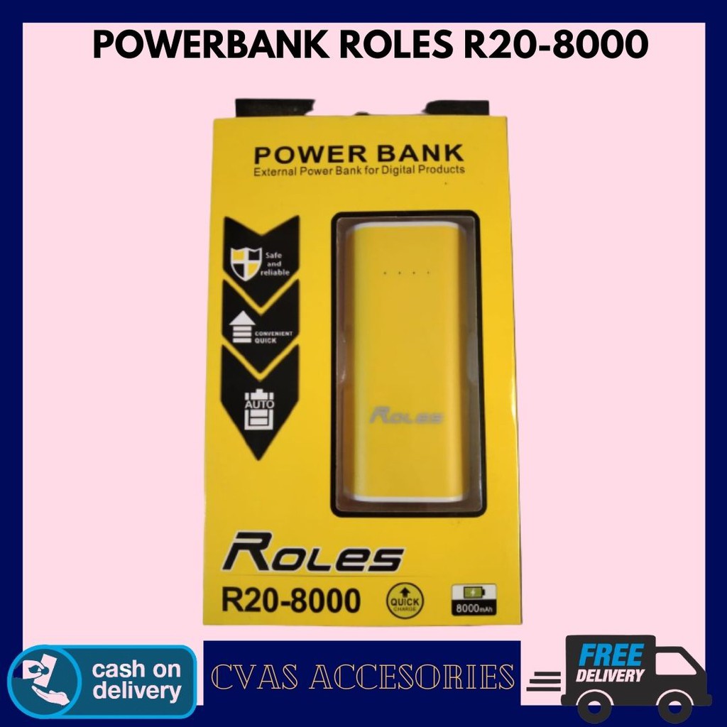 ROLES Power Bank R20-8000 Dual USB Output 2 Input