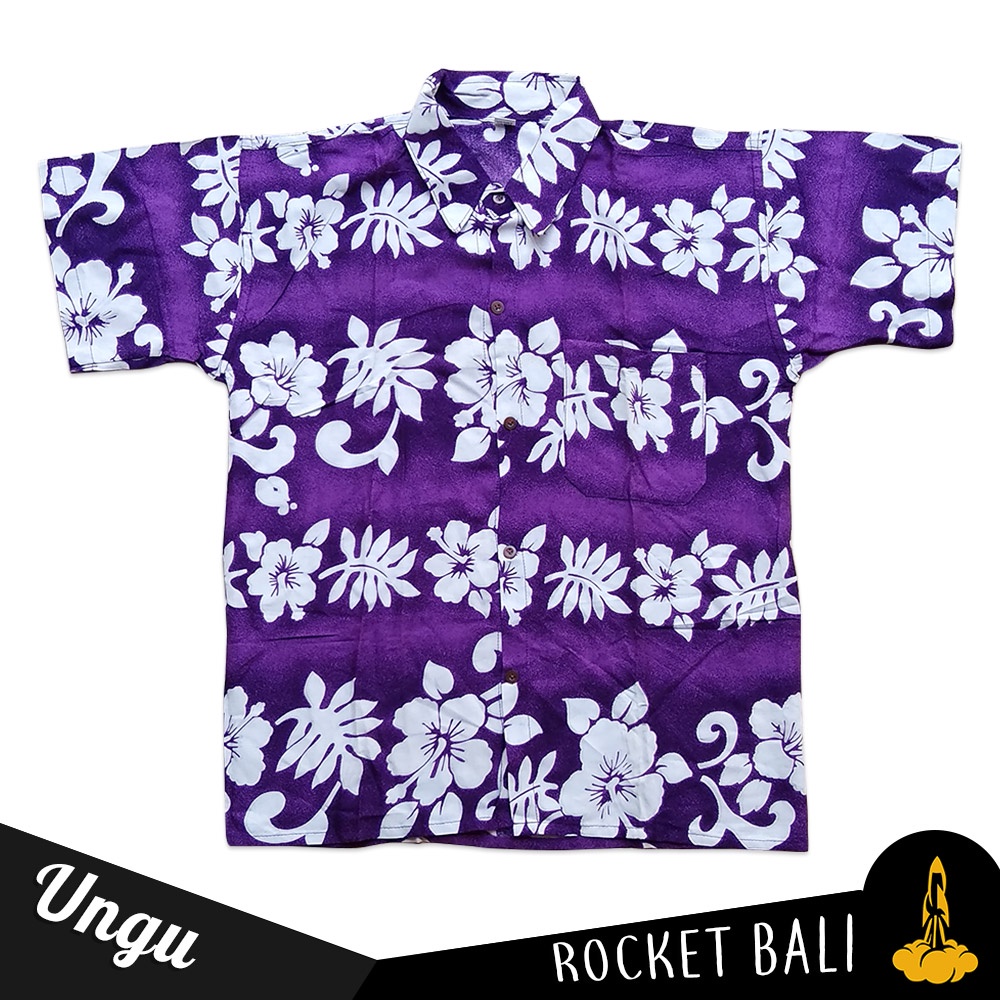 Baju Hawai Pria Motif Bunga-Bunga - Baju Pantai Cowok Khas Bali