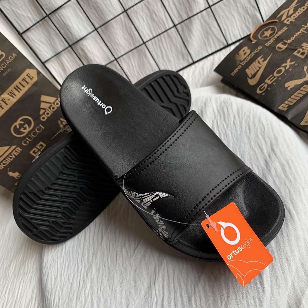 SANDAL SLOP FLIP FLIP PRIA ORTUS HITAM PYLON TRANDY PREMIUM GRADE ORI TERMURAH TERLARIS ANTI SLIP MODERN COWOK