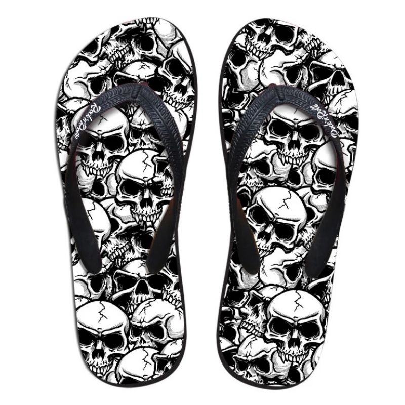 Sandal Jepit Pria Rock and Roll motif skull