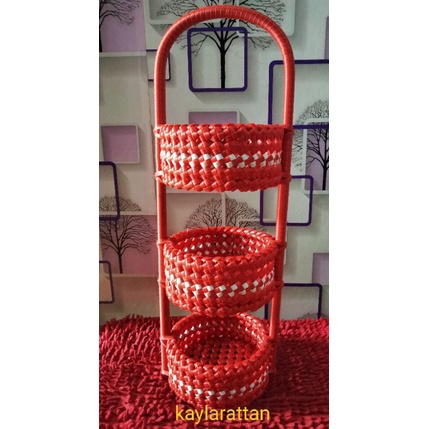 keranjang bawang / keranjang bumbu susun 3 rotan sintetis