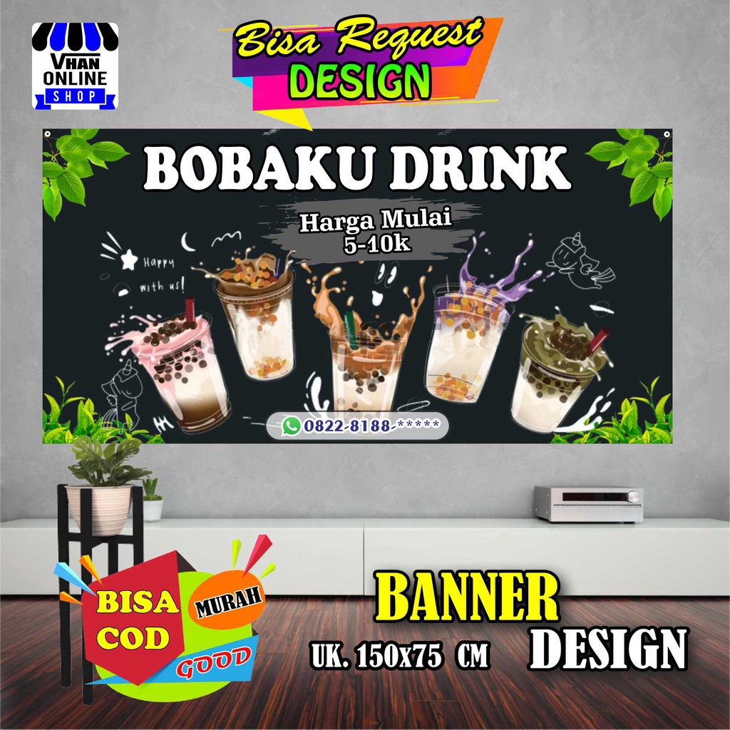 Spanduk Banner Backdrop Minuman Boba Cetak Spanduk Minuman Minuman Sexiz Pix 3128