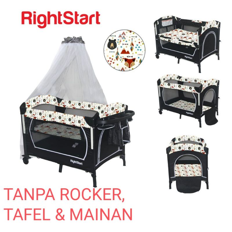 Tempat Tidur / Ranjang / Box Bayi PY 888 Right Start 2 in 1 Playard ( Baby Box ) Side Bed Bisa Buka Samping