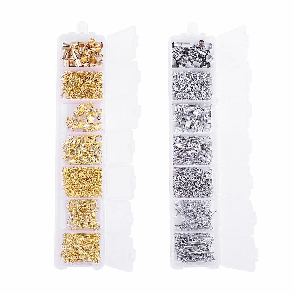 Mix Box Kits Alloy Chain Earring Hooks Head Pins Jump Rings Lobster Clasp For DIY Jewelry Findings Set Making Earrings Supplies