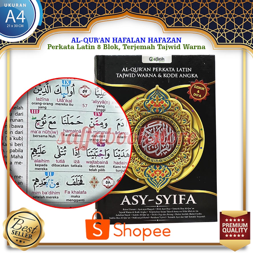 Al Quran Asyifa A5, al Quran Perkata Latin tajwid warna & Koda Angka, Al Quran Tajwid, Al Quran Tajw