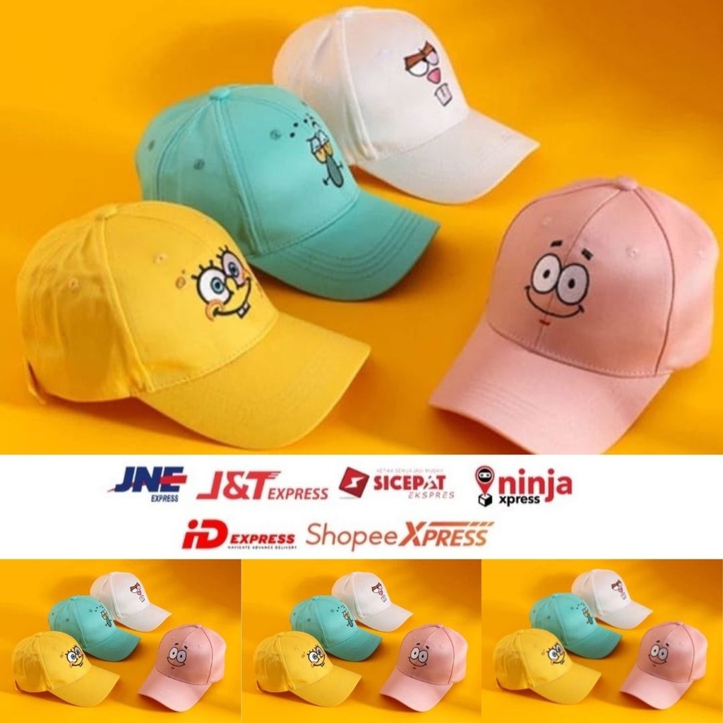 Topi Anak Laki-Laki dan Perempuan Umur 2-7 Tahun bordir karakter Spongbob Lucu Dan Murah Kualitas Premuim