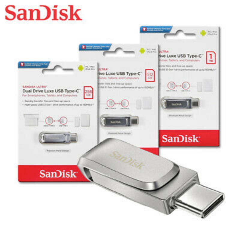 Sandisk Ultra Dual Drive Luxe USB 3.1 Type C - 1TB/512GB/256GB/128GB