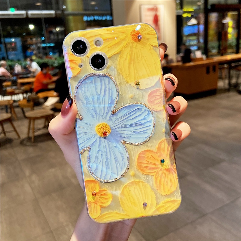 Soft Case Tpu Motif Lukisan Bunga Untuk Iphone 13 Pro Max 12 11 Pro Max X Xs Max Xr 7 8 Plus