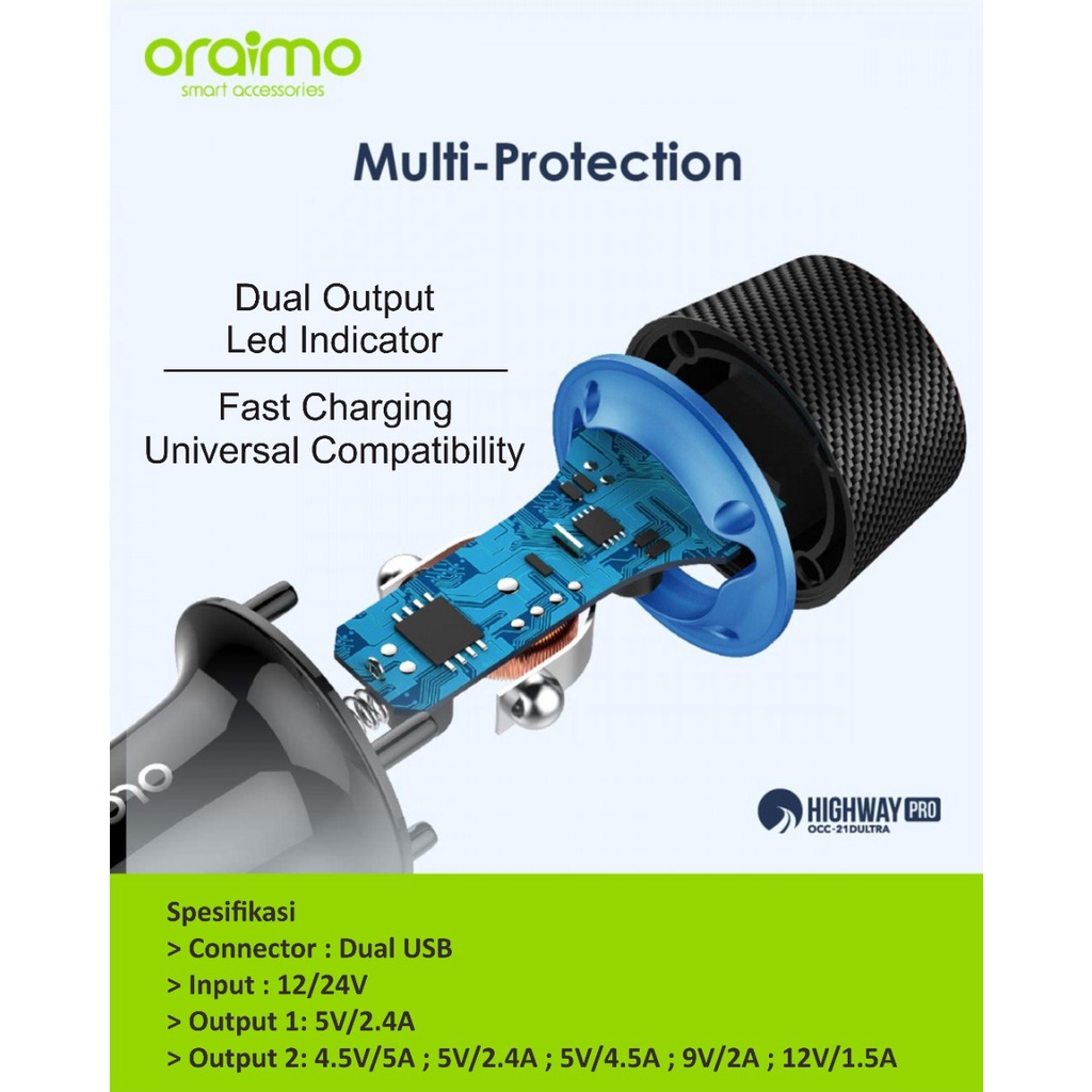 KEPALA SAVER ORAIMO OCC-21D ULTRA 2 USB QUALCOMM 3.0