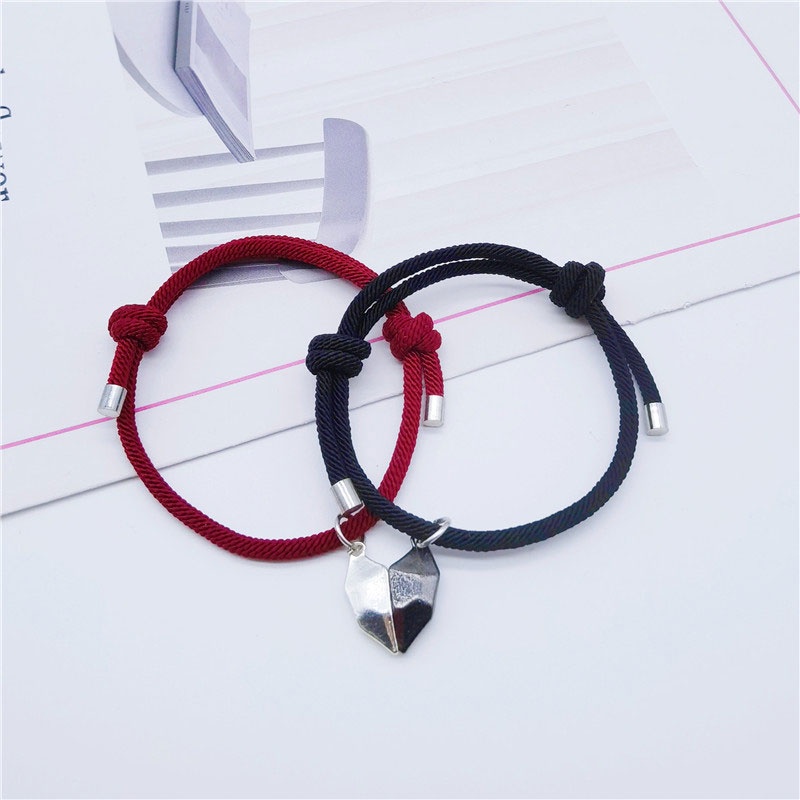 Baru Hitam Dan Putih Cinta Berharap Batu Pasangan Gelang Jahitan Magnetik Gelang Dikepang coolcolor