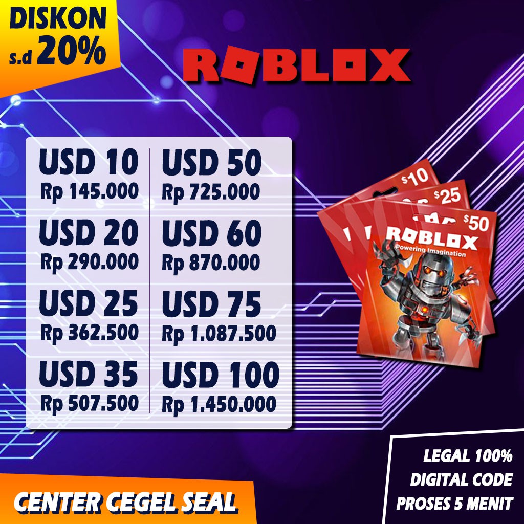 Voucher Roblox Game Card Roblox Gift Card Shopee Indonesia - roblox game card indonesia