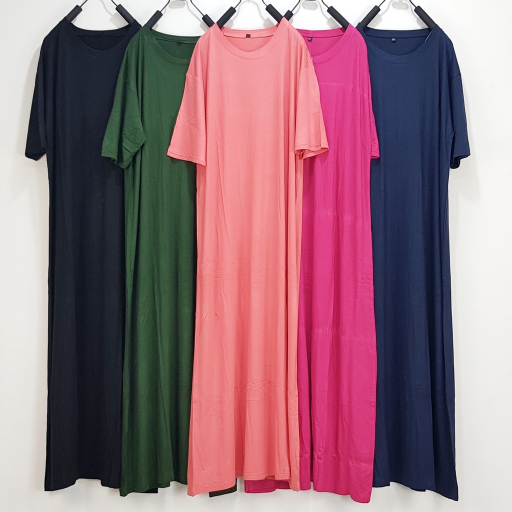Jual daster wanita jumbo panjang bahan kaos rayon premium adem melar