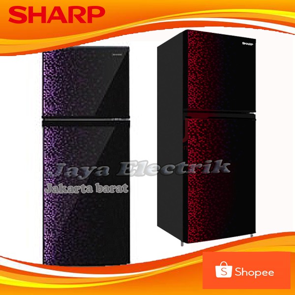 Kulkas 2 Pintu Sharp SJX 236 MG GB/GR Glossy Door SHINE Series No Frost Ice Twist Tanpa Bunga Es