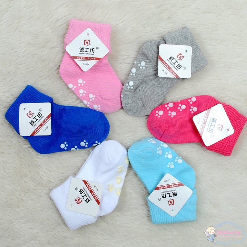 1Pc Kaos  Kaki  Pendek Bahan Katun Anti  Slip untuk Bayi 0 1 