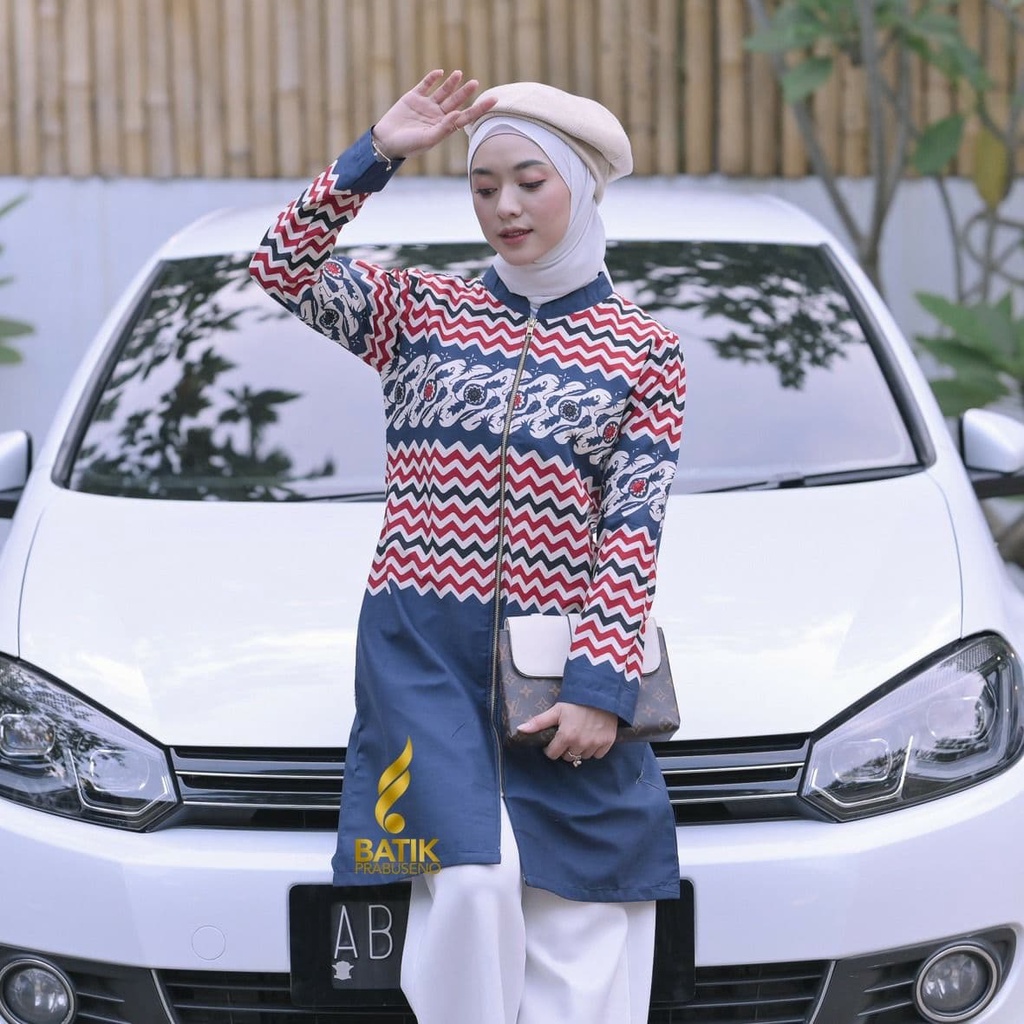 Amara Tunik Atasan Batik Wanita Prabuseno Original Premium Blouse Muslimah Hijab Kantoran Full Furin