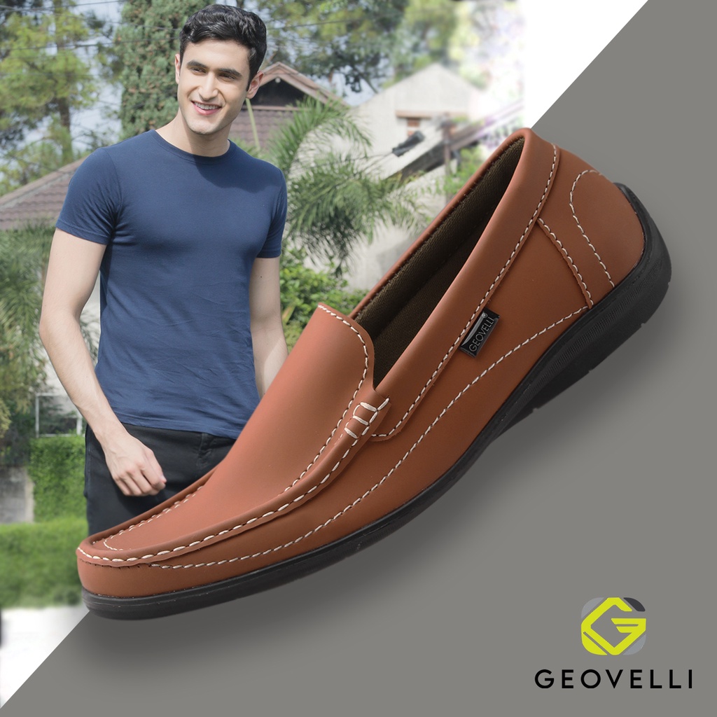 GEOVELLI STORE | Sepatu Kasual Pria Slip on Model Santai Gvl-1974 Tan - Sepatu Loafors