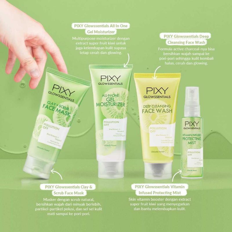 PAKET PIXY Glowssentials Pollution Off Kiwi (Hijau 4 pc)