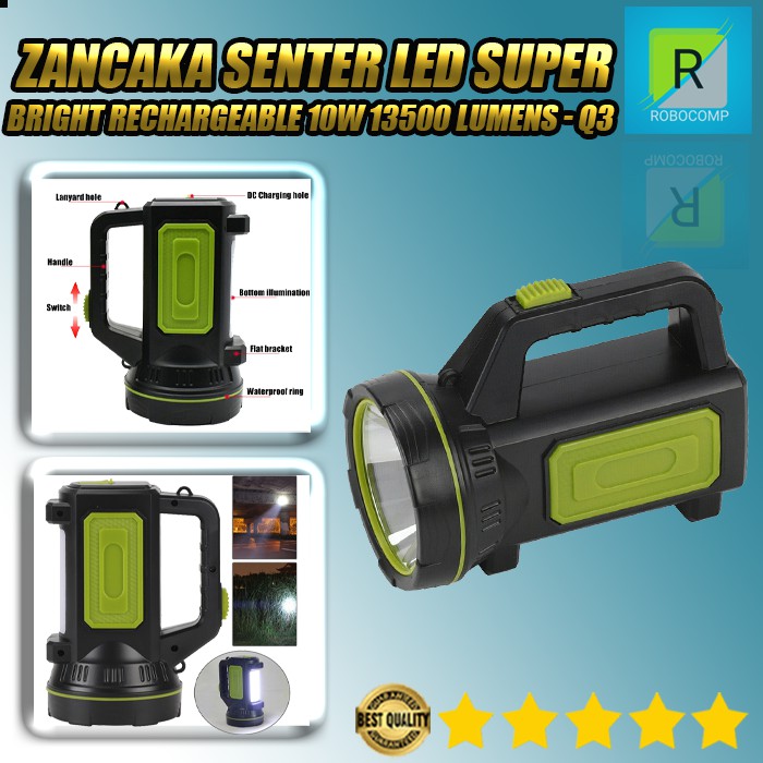 Senter LED Super Bright Rechargeable 10W 13500 Lumens