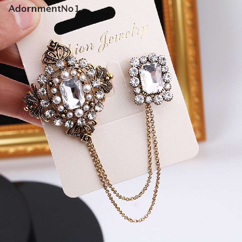 (AdornmentNo1) Bros / Pin Vintage Bahan Metal Aksen Rumbai + Kristal Untuk Aksesoris Wanita