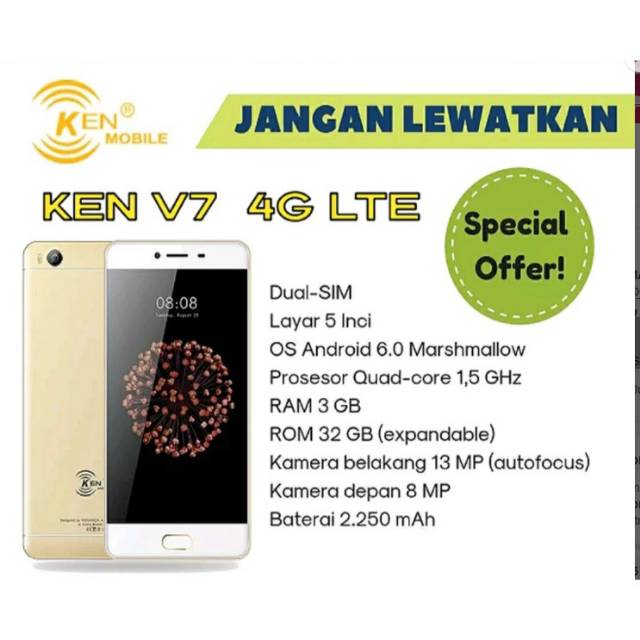 Cod Bayar Ditempat Ram 3 32 4g Ken Mobile V7 Not V6 Shopee Indonesia