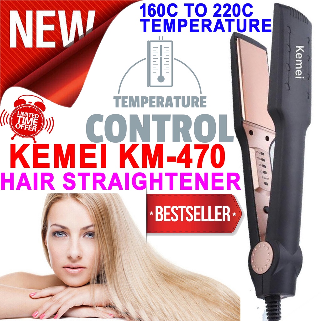 Catokan KEMEI KM 470 Catok rambut Lurus temperatur suhu ionic Elektric Straightener Profesional