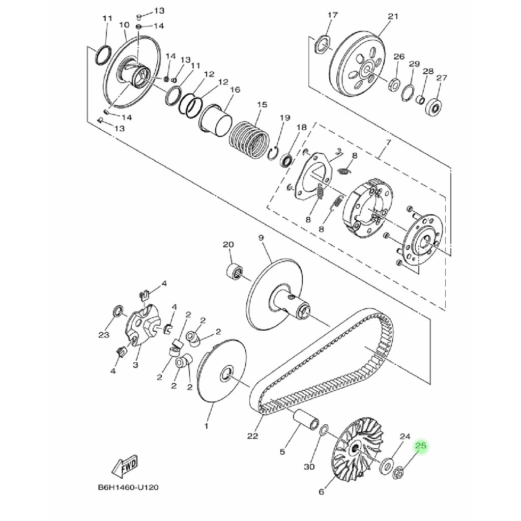 NUT MUR KRUK KREK AS KIRI RUMAH ROLLER ROLER CVT AEROX 155 NMAX N MAX NEW 2020 ORIGINAL YGP 90179-12004