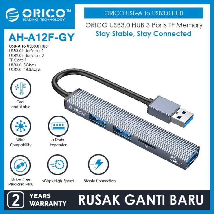 ORICO  AH-A12F USB3.0 HUB 3 Ports TF Memory 5Gbps - AH-A12F