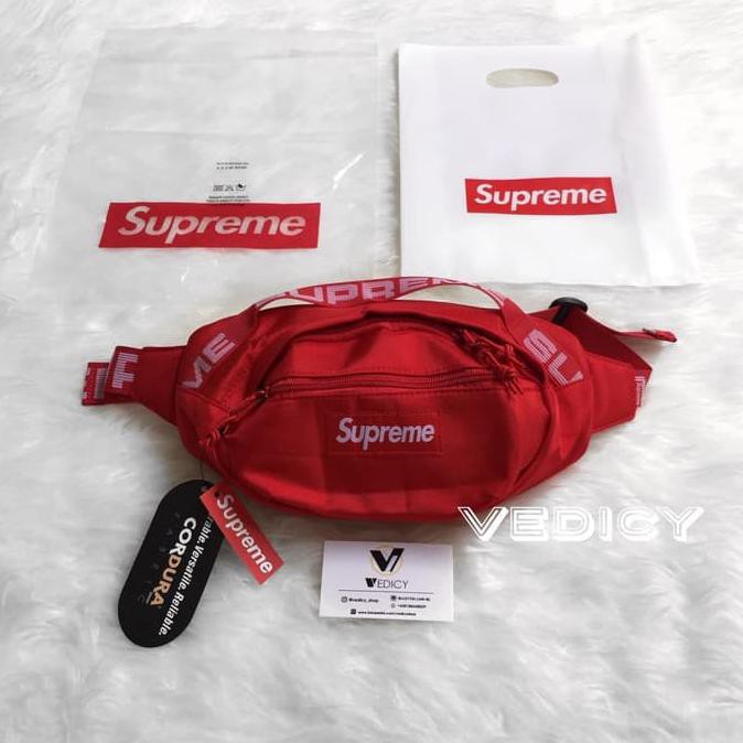 Pengiriman Cepat dan tepat TAS SUPREME WAIST BAG SUPREME SS18 MERAH GRADE AUTHENTIC 1:1 ORIGINAL
