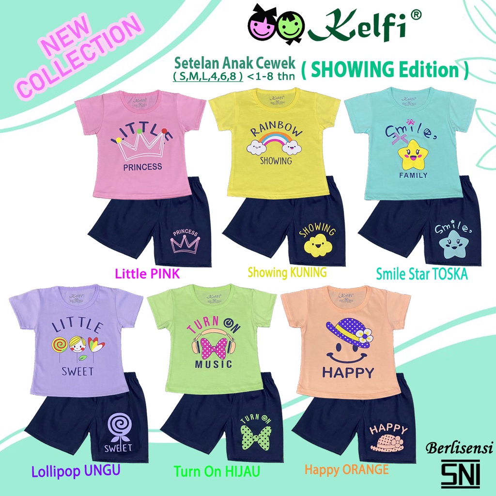 PROMO 10.10 KELFI SETELAN KOMBINASI / SET BAJU ANAK CEWEK USIA 1- 8 TAHUN &quot;SHOWING EDITION&quot;