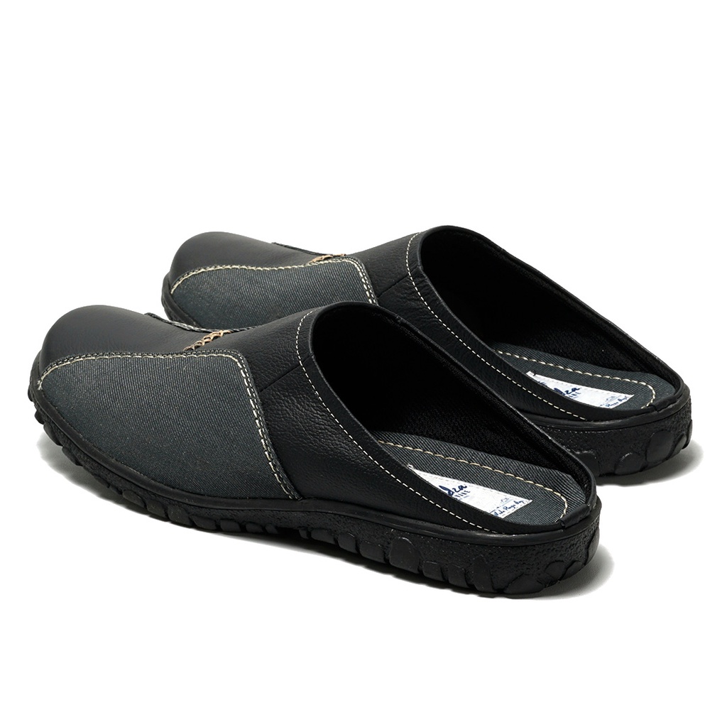 Sandal Slop Pria Bustong Kulit Asli Model Slop Bustong Casual Santai BP911