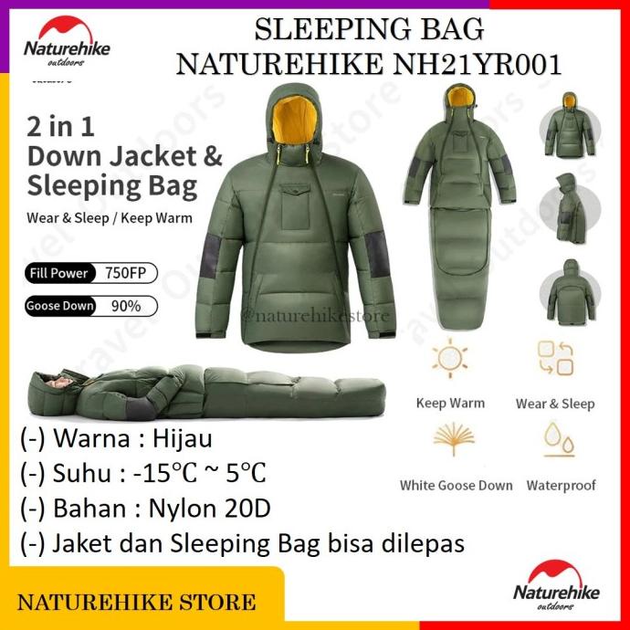 Ready oke] Sleeping Bag Bulu Angsa Jaket Ultralight Kantong Naturehike NH21YR001