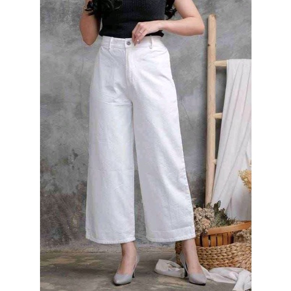 AWW Highwaist Kulot Linen Premium Kancing