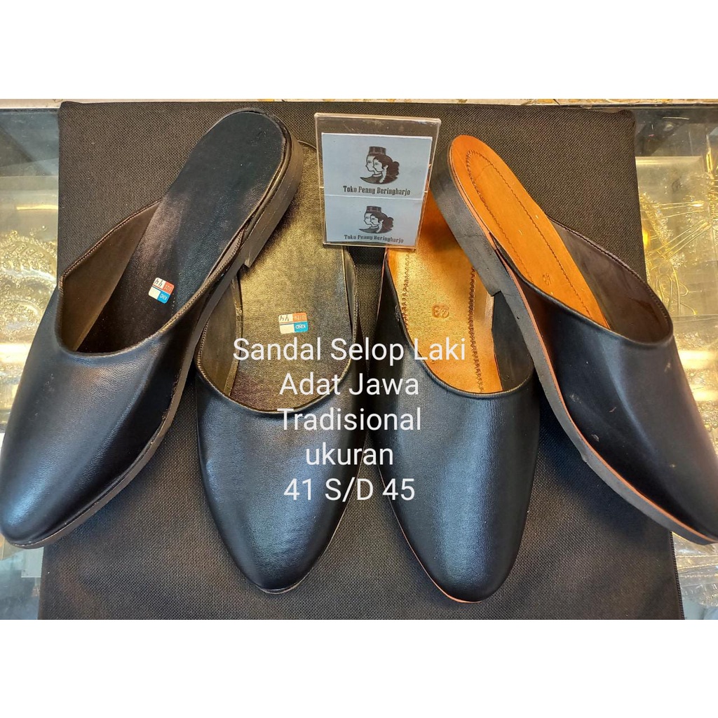 sandal selop laki adat jawa traditional murah alas hitam