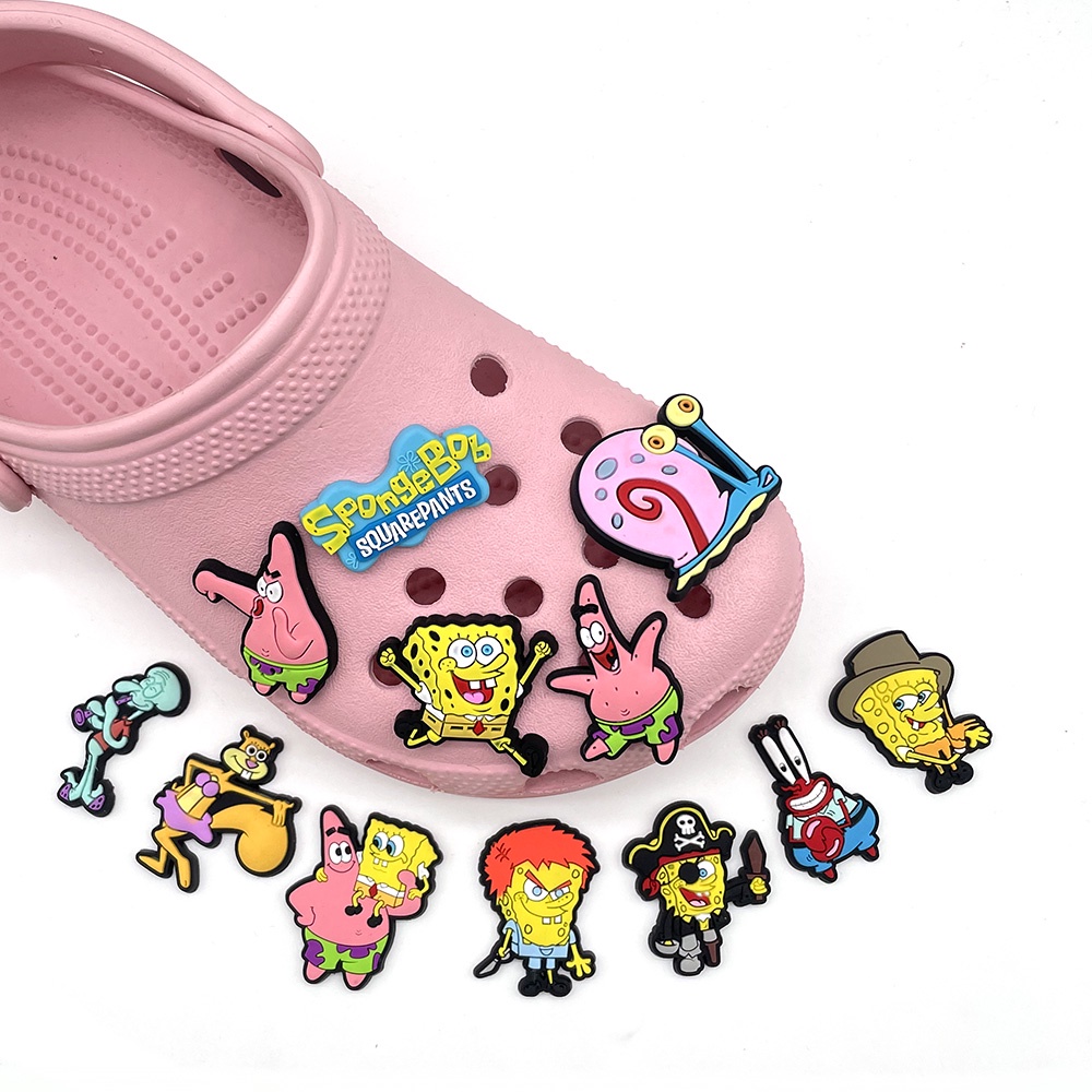 Charms Pin Desain Spongebob Crocs Bahan PVC Untuk Anak Laki-Laki