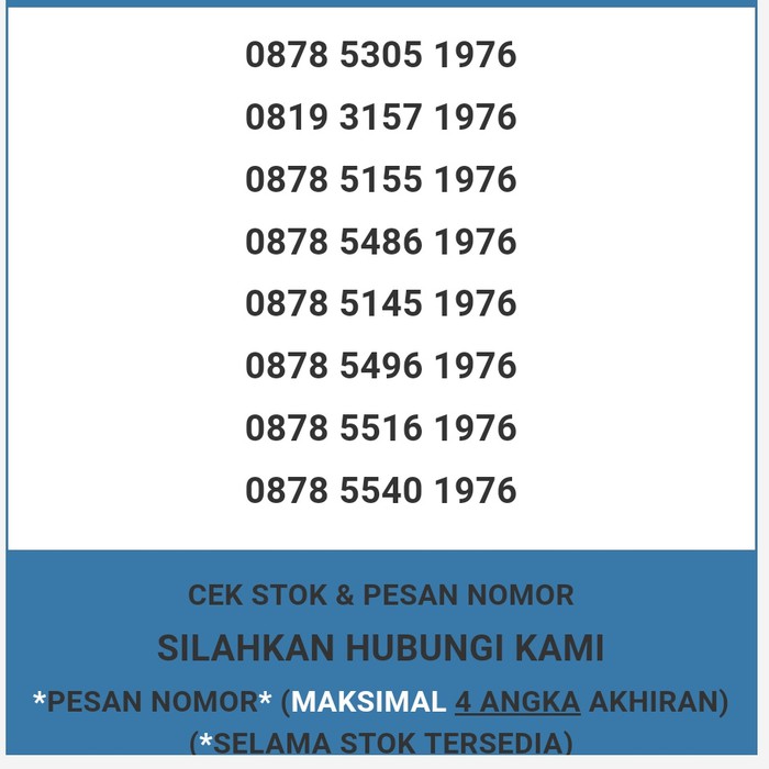 Nomor cantik XL murah tahun lahir 1976 XL dan AXIS T5888-100