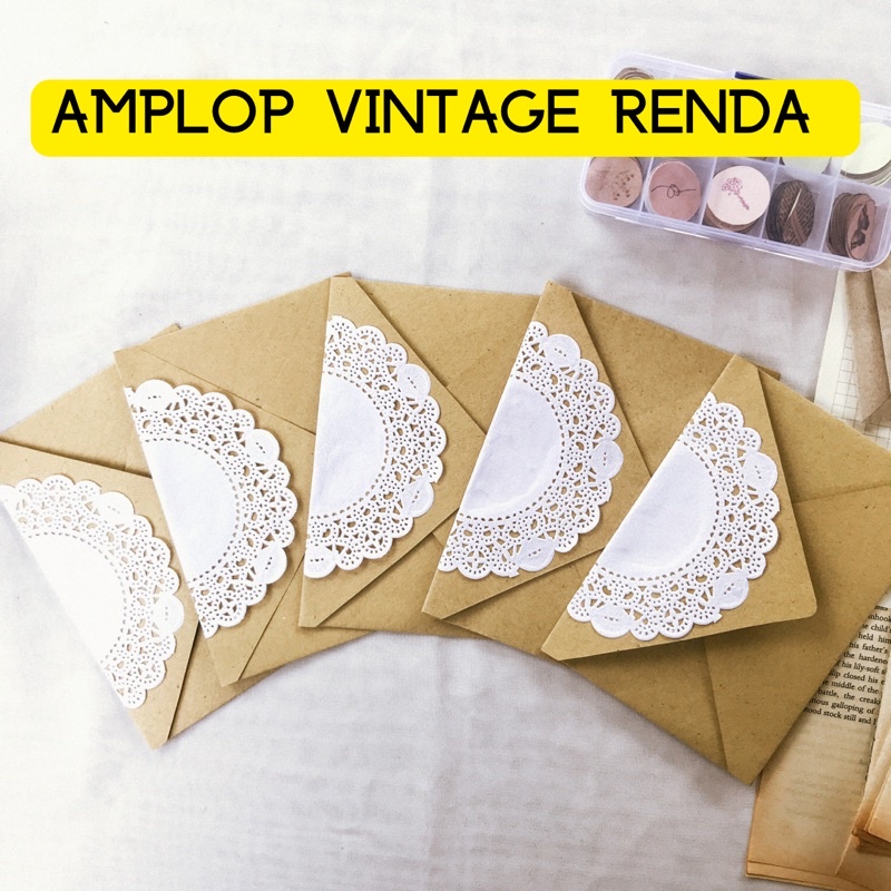 

[5 PCS] AMPLOP VINTAGE RENDA SIMPLE | envelope kertas kraft doilies paper greeting card gift