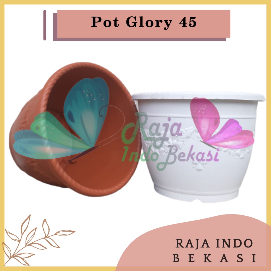 ONLY SAMEDAY AND INSTAN Pot Glory 45 Putih Coklat Merah Bata Orange - Pot Besar Jumbo 50cm Pot Besar Plastik Bahan Tebal