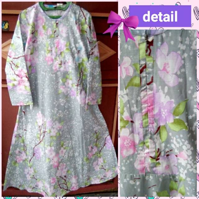 gamis/dress bunga warna abu-abu