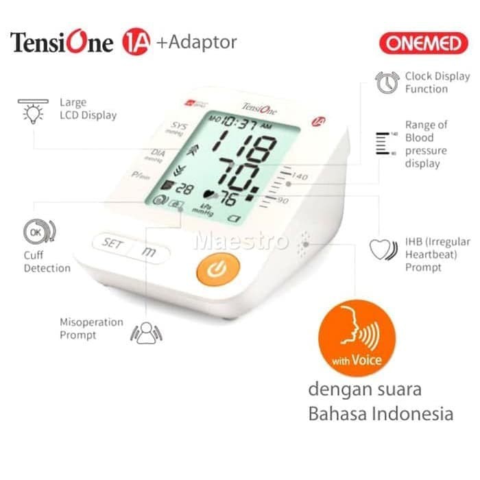 TerlarisGJ Tensimeter Digital Suara Bahasa Indonesia TensiOne Alat Tensi Darah Elegan