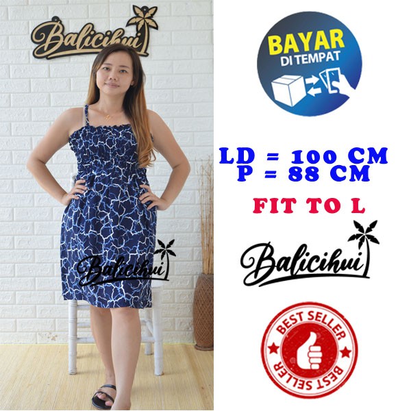 Balicihui Dress Kerut Pendek Tali Wanita Dress Kerut Dada