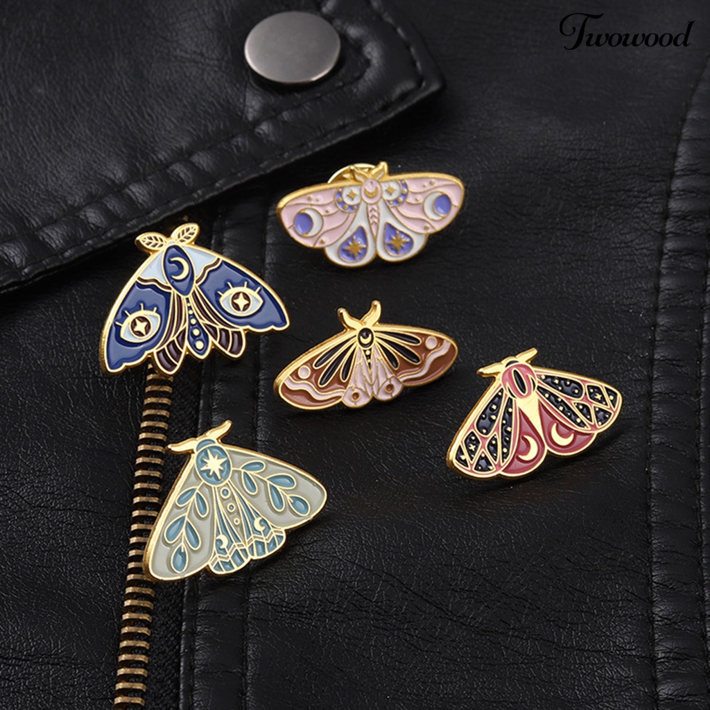 Twowood Women Brooch Moth Enamel Exquisite Special Cute Bag Pin for Gift