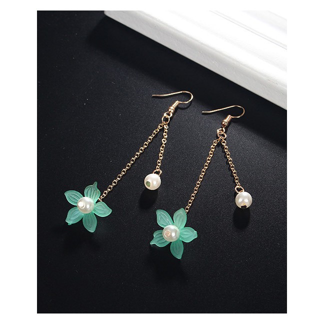 LRC Anting Gantung Fashion Flower Shape Decorated Earrings